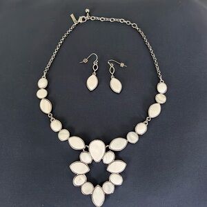 Beautiful White Ceramic Stone necklace with earrings to match.Worn once.